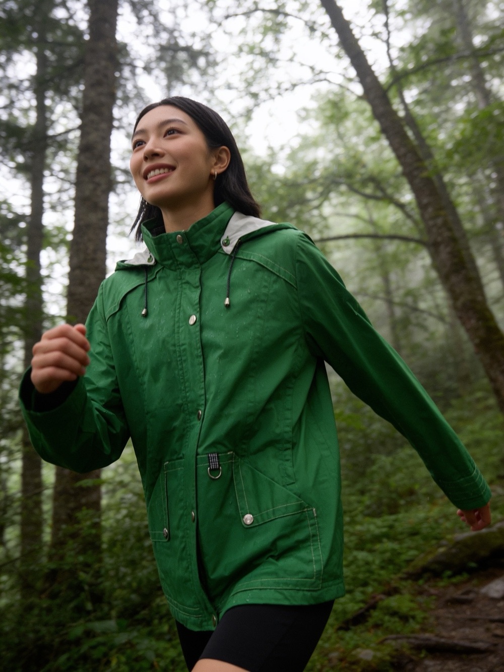 Neyelle Green Hooded Cotton Canvas Windbreaker Field Jacket - Size Large